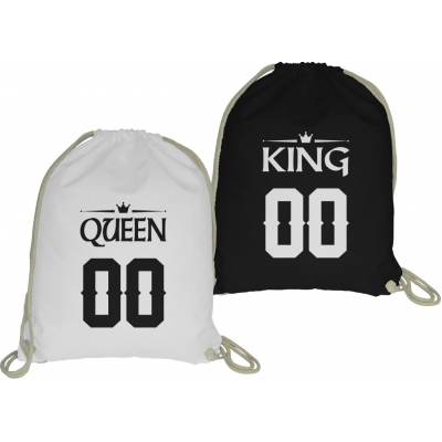 Zestaw plecaków worków ze sznurkiem dla par zakochanych na walentynki komplet 2 sztuki King Queen numer 2